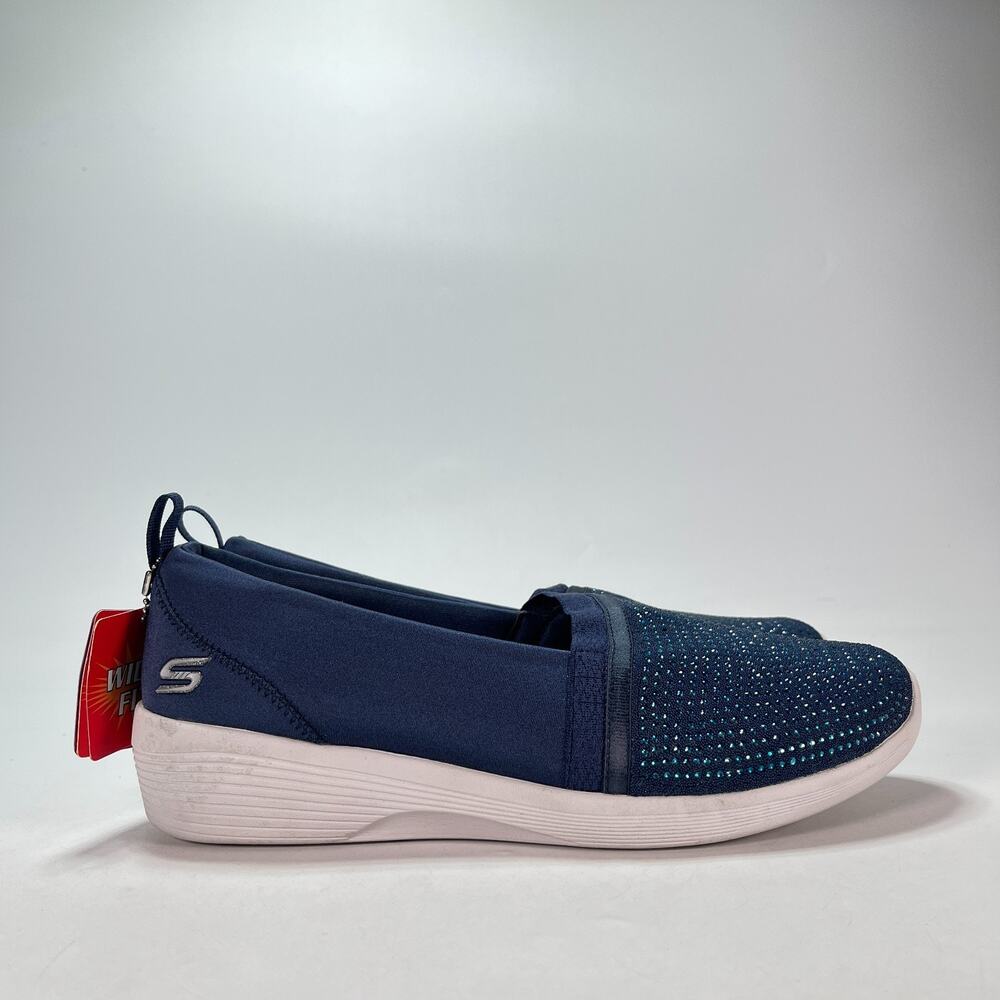 Skechers Arya Shine And Glow Navy Casual Slip On Shoes 104110W Women's Size 9.5
